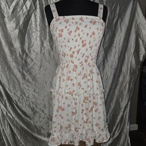 Sienna Sky White Midi Dress with Dusty Pink Floral Print